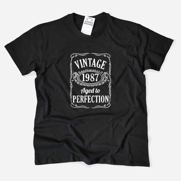 T-shirt Vintage Aged to Perfection Homem Ano Personalizável