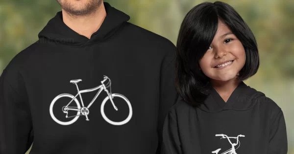 Sweatshirts com Capuz a Combinar Pai e Filha Bicicletas