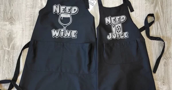 Matching Aprons for Mom and Daughter Need Wine Need Juice