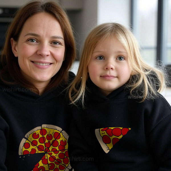 Matching Hoodie Set for Mother and Child Pizza