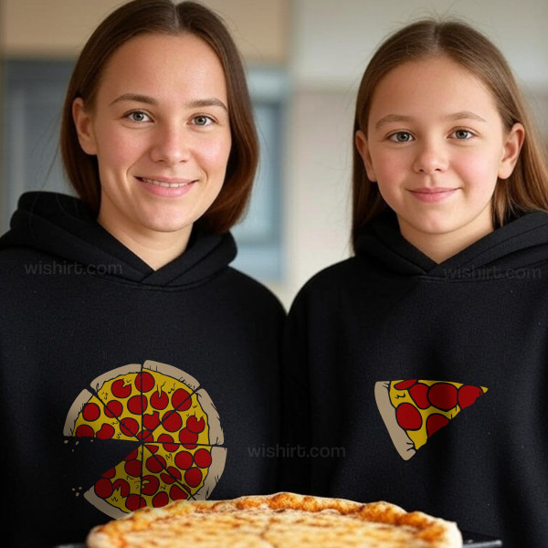 Sweatshirts com Capuz a Combinar para Mãe e Filha Pizza