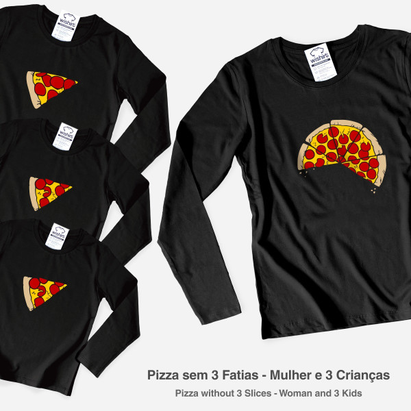 T-shirts Manga Comprida a Combinar para Mãe e Filha Pizza