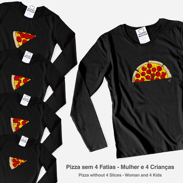 T-shirt de Manga Comprida Pizza para Mulher