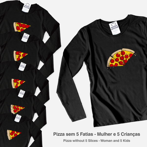 T-shirt de Manga Comprida Pizza para Mulher