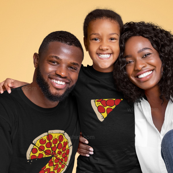 T-shirts Manga Comprida a Combinar para Pai e Filho Pizza