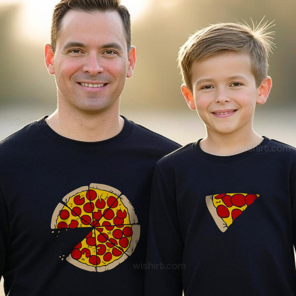 T-shirts Manga Comprida a Combinar para Pai e Filho Pizza