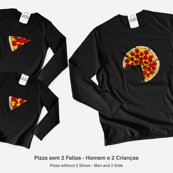 T-shirts Manga Comprida a Combinar para Pai e Filho Pizza