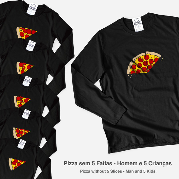 Matching Long Sleeve T-shirt Set for Father and Child Pizza