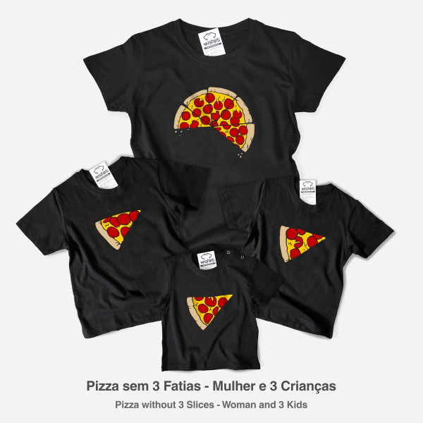 Conjunto de T-shirts a Combinar para Mãe e Filha Pizza