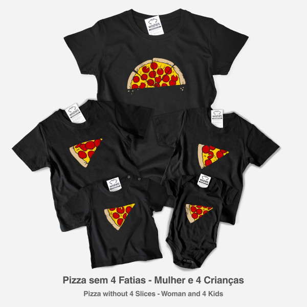 Conjunto de T-shirts a Combinar para Mãe e Filha Pizza