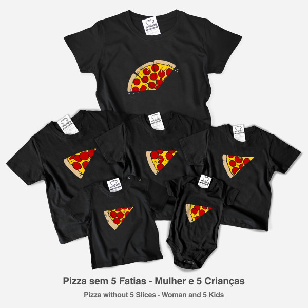 Conjunto de T-shirts a Combinar para Mãe e Filha Pizza