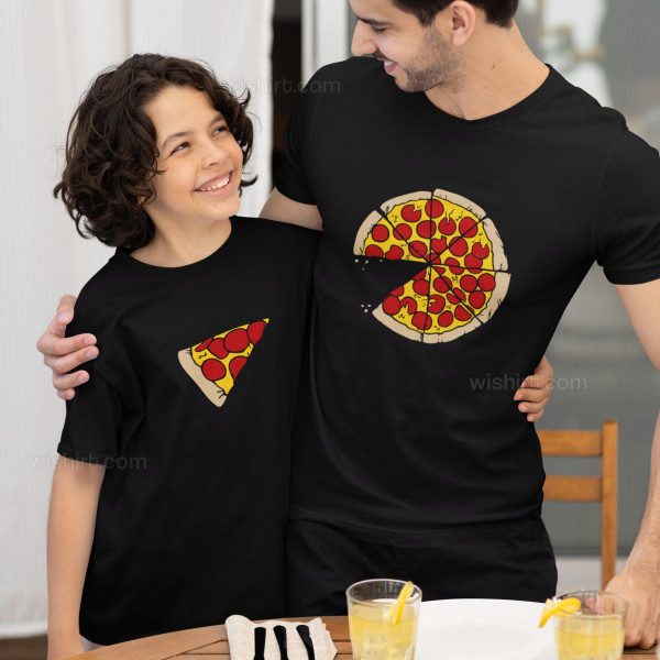 Conjunto de T-shirts a Combinar para Pai e Filho Pizza