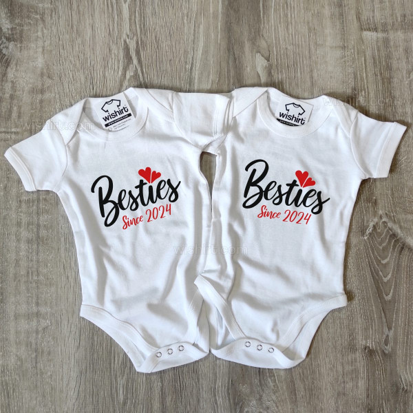 Twin Sisters Besties Since Year Customizable Babygrow Pack