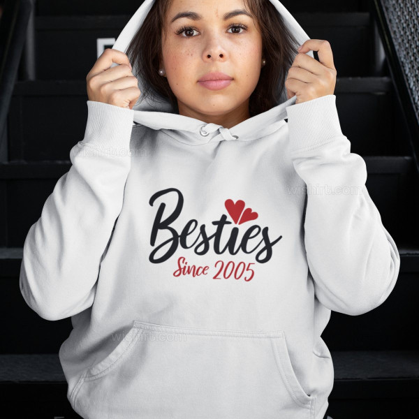 Besties Since Large Size Hoodie - Customizable Year