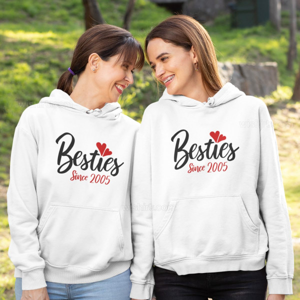 Sweatshirts Capuz Irmãs Gémeas Besties Since Ano Editável