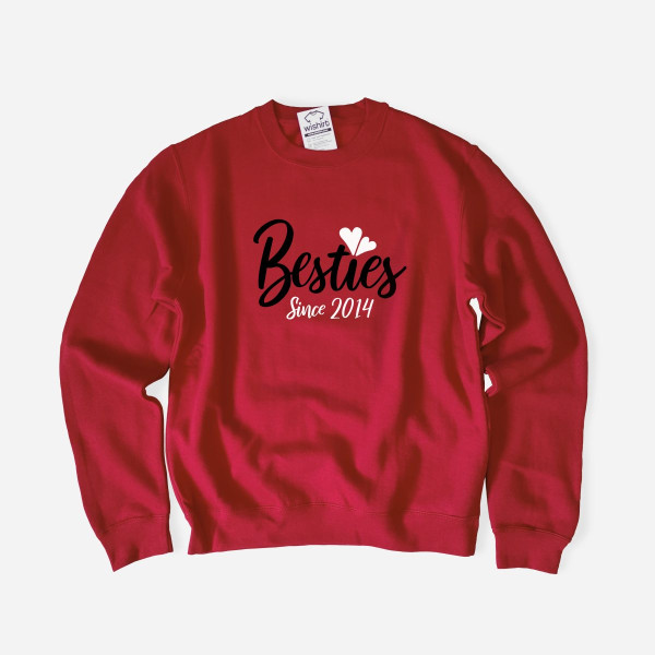 Sweatshirt Tamanho Grande Besties Since - Ano Personalizável