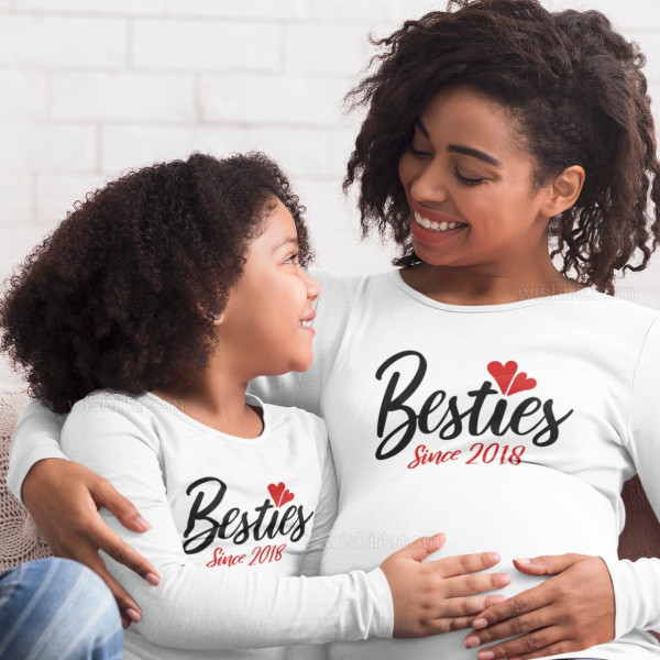 Besties Mom and Daughter Long Sleeve T-shirts - Custom Year