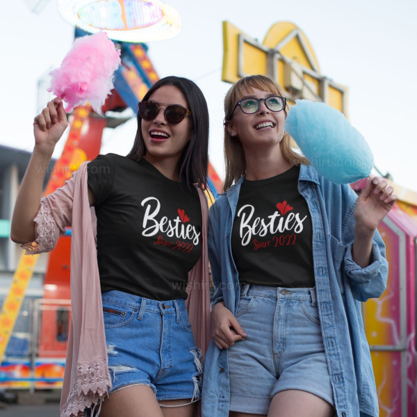 T-shirt Manga Comprida Mulher Besties Since - Personalizável