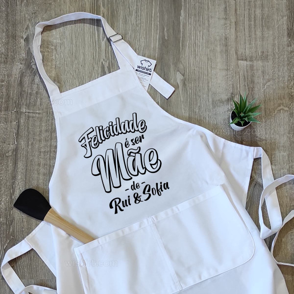 Felicidade é ser Mãe Apron - Custom Kids Name