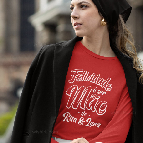 Felicidade é ser Mãe Plus Size Long Sleeve T-shirt