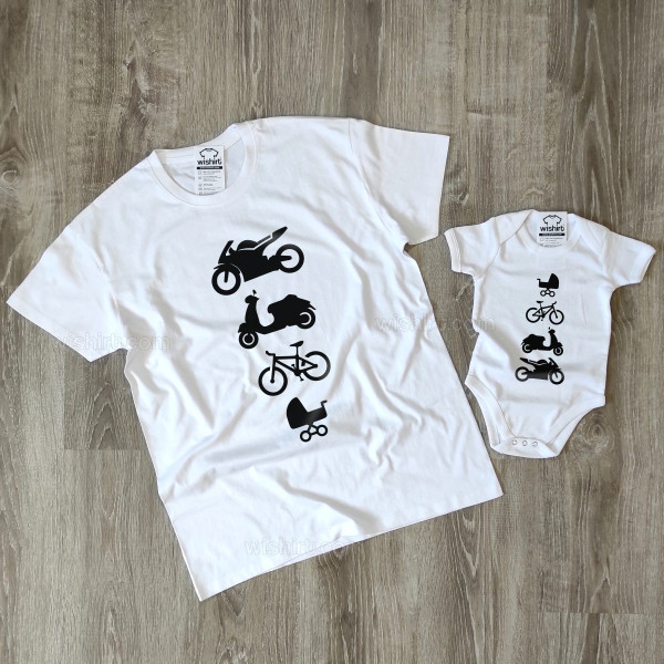 Motorbike Scooter Bicycle Baby Stroller Men's T-shirt