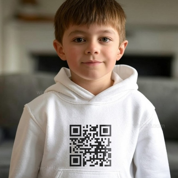 Sweatshirt com Capuz QR Code Personalizável para Criança