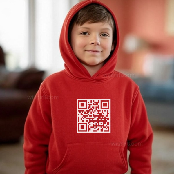 Sweatshirt com Capuz QR Code Personalizável para Criança