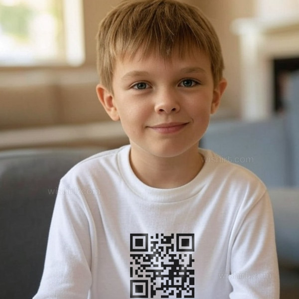 T-shirt Manga Comprida QR Code Personalizável para Criança