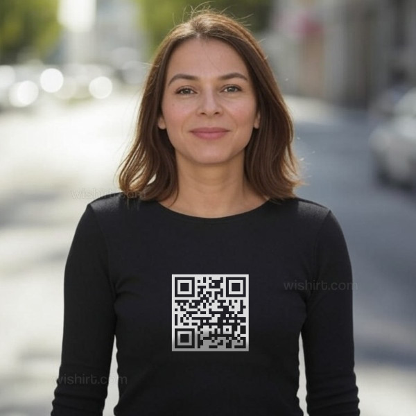 T-shirt Manga Comprida QR Code Personalizável para Mulher