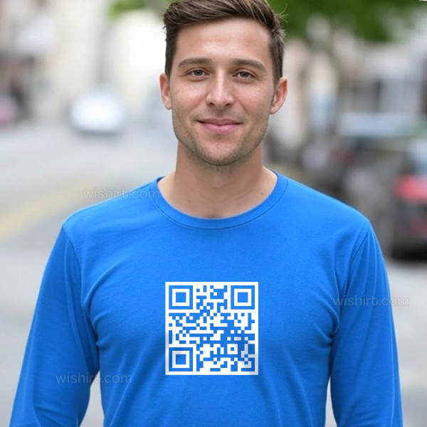 T-shirt Manga Comprida QR Code Personalizável para Homem