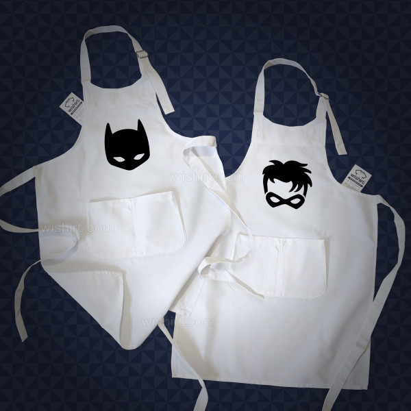 Batkid and Sidekick Matching Apron Set for Brothers