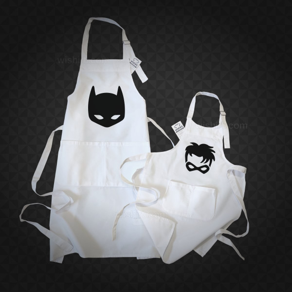 Conjunto de Aventais a Combinar Batdad e Sidekick