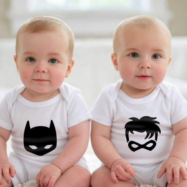 Batkid and Sidekick Matching Babygrow Set for Brothers