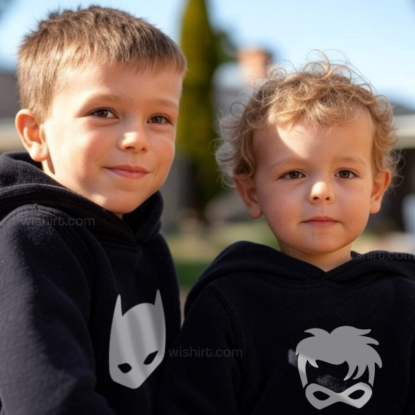 Batkid and Sidekick Matching Hoodie Set for Brothers