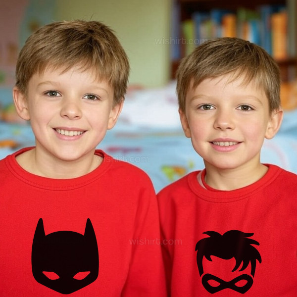 Batkid and Sidekick Matching Sweatshirt Set for Brothers