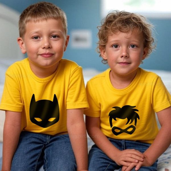 Conjunto T-shirts a Combinar Batkid e Sidekick para Irmãos