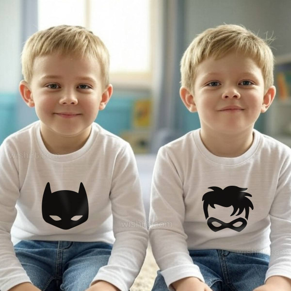 Batkid and Sidekick Long Sleeve T-shirt Set for Brothers