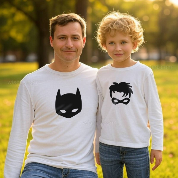 Batdad and Sidekick Matching Long Sleeve T-shirt Set