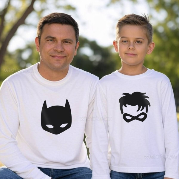 Batdad and Sidekick Matching Long Sleeve T-shirt Set