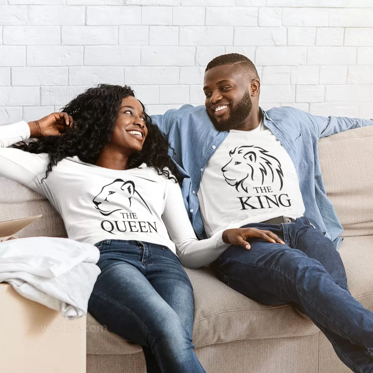 The Queen The King Lion T-shirts a Combinar para Casal